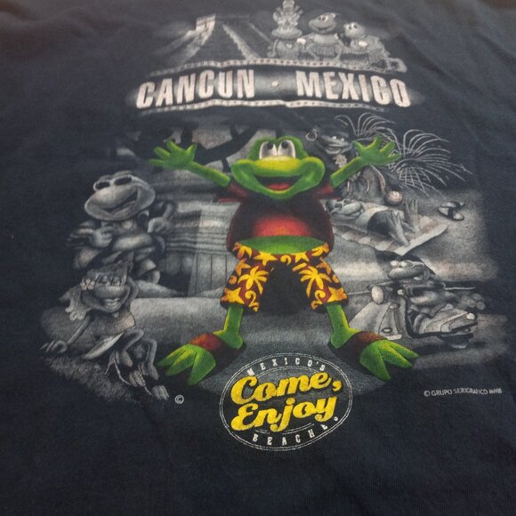 Senor Frogs Mens Large Dark Blue Graphic T-Shirt Come Enjoy  Cancun Mexico - Picture 1 of 7